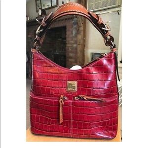 Dooney Croco Embossed Double Zipper Pocket Sac